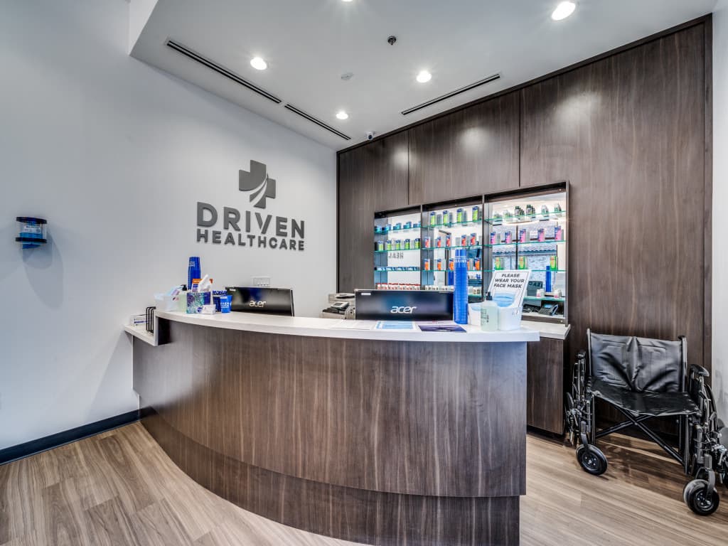 Front reception desk at Driven Healthcare